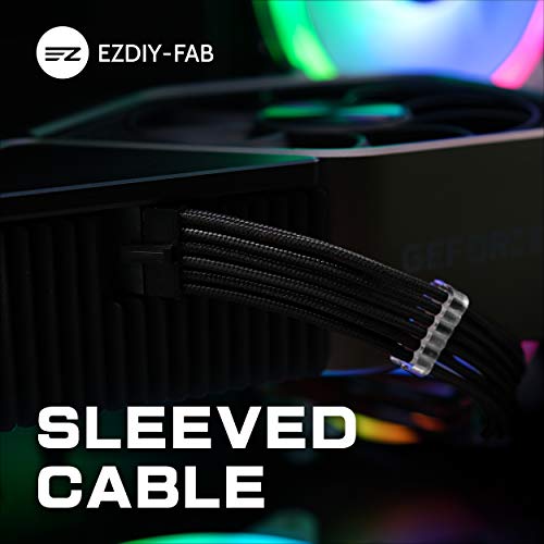 Image of EZDIY-FAB RTX 3000 Series 12 Pin to Dual 8 Pin PCIe Sleeved Extension Cable 300 MM- Connector for NVIDIA Ampere GEFORCE RTX 3060ti 3070 3080 FE Funder Edition- Black
