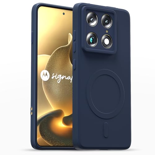 Image of Pikkme Back Cover for Motorola Moto Signature 5G Soft Matte Silicone Mag-Safe Design (Mag-Safe Not Support) Camera Protection | Slim Fit Bumper Cover (Blue)