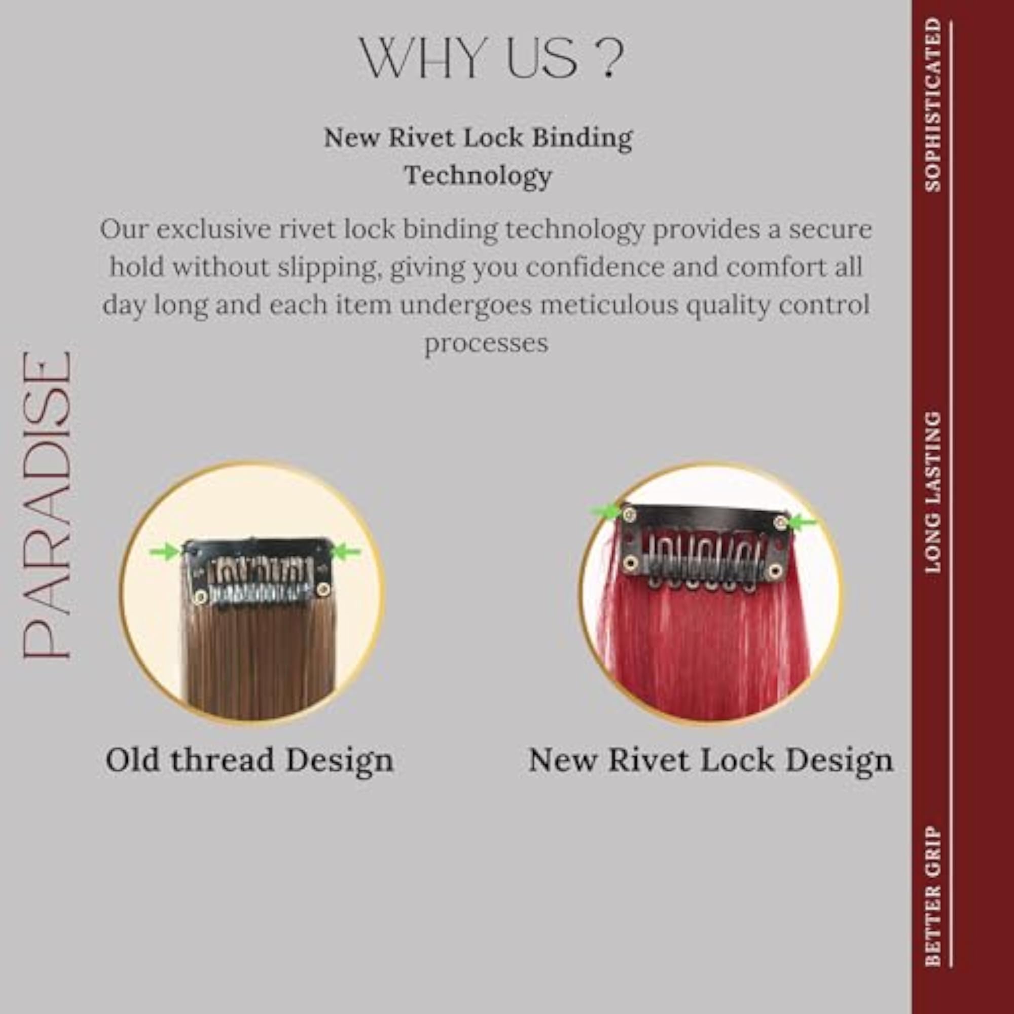 Wine Maroon Hair Extensions 22 inches, Pack of 2