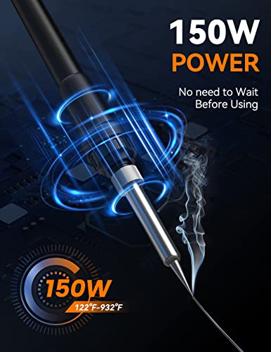 Soldering Iron Station Kit, Handife 150W Soldering Station 122℉~932℉Adjustable Temperature (C/F),Anti-Static & Grounding Wire, Auto Standby & Sleep,Led Display Digital Soldering Iron Kit,5 Solder Tips #TOP3