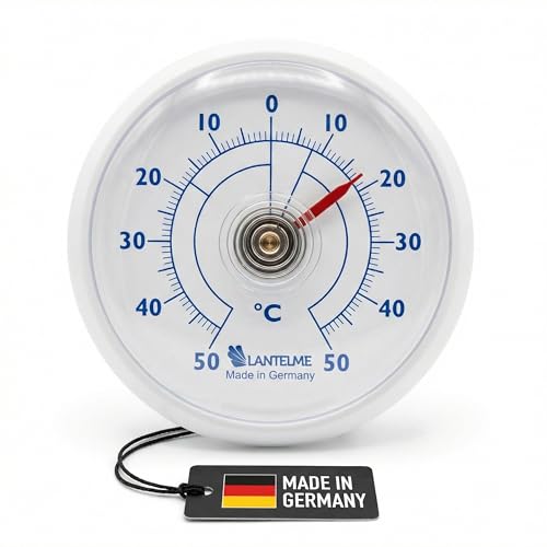 Lantelme Termómetro autoadhesivo para frigorífico, temperatura + – 50 °C en blanco, termómetro para congelador, congelador, frigorífico, frigorífico, frigorífico, para pegar, bimetal, analógico, color