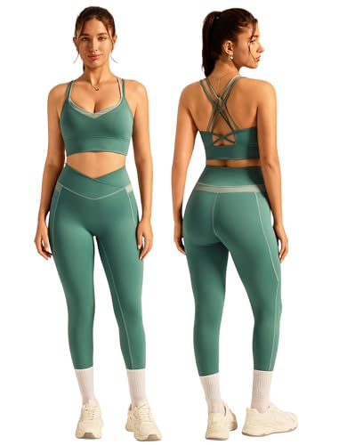 Yoga Sets for Women 2 Piece Sports Bra and High Waisted Leggings