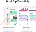 Stylus stylo pour appareils à écran tactile avec support adhésif, 2-in-1 Double pointe (Mesh) & Disque) Stylus pour Comprimé & Calendrier numérique intelligent, sans charge, toujours attaché, blanc