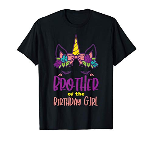 Unicorn Brother Birthday Girl Party Family Matching Gift T-Shirt