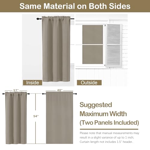 Image of Stone Blackout Curtains for Bedroom 54 Inches Long 2 Panels, Thermal Insulated Room Darkening Curtains for Living Room, Dual Rod Pocket Blackout Drapes, 2x40Wx54L Inches