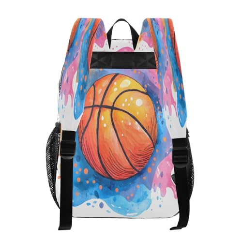 Clear Backpack for School Watercolor Cartoon Orange Basketball Transparent Bookbag for Girls See Through PVC Boy Backpacks3
