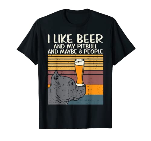 Beer Pitbull 3 People Drinking Pitties Dog Lover Owner Gift T-Shirt