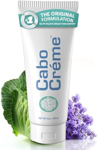 CaboCréme Cabbage Breast Cream for Tenderness & Engorgement Relief, Breastfeeding Weaning Support - Dry Up Breast Milk - Postpartum Essential - OB-GYN Created & Breastfeeding Mother-Approved - 2 oz