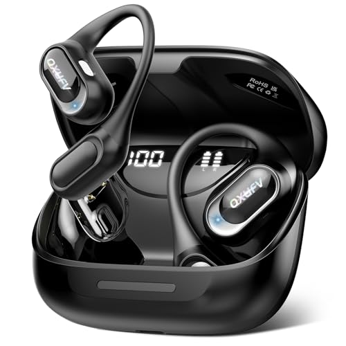 QXUFV Auricolari Open Ear, Cuffie Bluetooth Sport 5.4 con Stereo Bassi Pressanti, 4 HD Mics,...