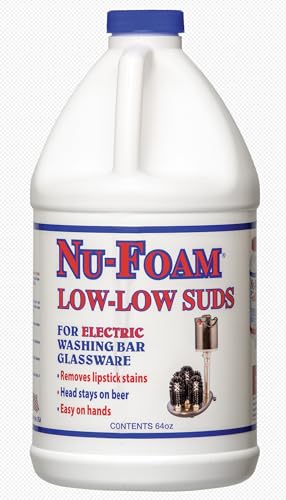 Nu-Foam Low Low Suds Liquid Detergent for Bar Glassware - Original Streak-Free Solution - Hand...