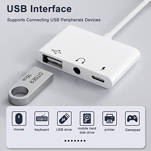 Uwecan Usb C To Usb Adapter, 3 In 1 Usb C To Usb Otg Cable Adapter With 3.5Mm Headphone Audio Jack And 60W Pd Fast Charging Port, Usb-C Splitter Compatible With Most Type-C Phones, I-Pad Pro, Laptops #TOP7