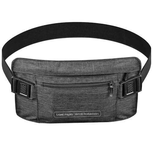 Image of Hidden Money Belt for Travel, RFID Blocking Waist Wallet, 2 Zippers