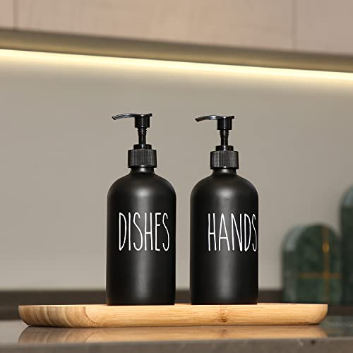 Momeemo Soap Dispenser Set 2 Pack, Contains Dish Soap Dispenser And Hand Soap Dispenser. 16 Oz Black Soap Dispenser With Black Plastic Pumps, Perfect For Black Kitchen Decor. (Black) #TOP3