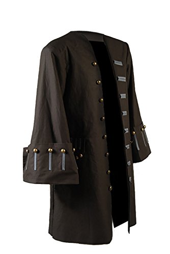 Men's Caribbean Sparrow Cotton Coat - Johnny Pirate Coat Cosplay Brown And Black Jacket3