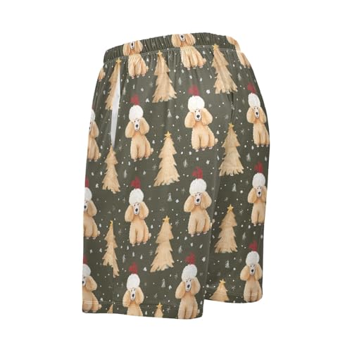 Poodle and Trees Pajama Bottom Shorts for Men Soft Casual Sleep Lounge Shorts with Pockets S-XXL3