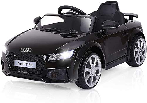 HONEY JOY Ride On Car, 12V Licensed Audi TT RS, Battery Powered Motorized Vehicle w/2.4G Remote Control, LED Lights, Horn, High/Low Speed, 4 Wheel Electric Car for Kids, Gift for Boys Girls(Black)