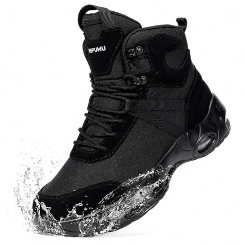 Image of Military Tactical Boots Men Wide Waterproof 6 Inches | Non Slip Side-Zip Combat Hiking Work Boots Lightweight Durable