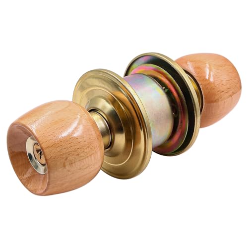 ZONADAH Entrance Beech Wood Ball Knob Set, 60mm Latch, Door Lock for Interior Doors with 3 Keys Locking Mechanism - Image 3