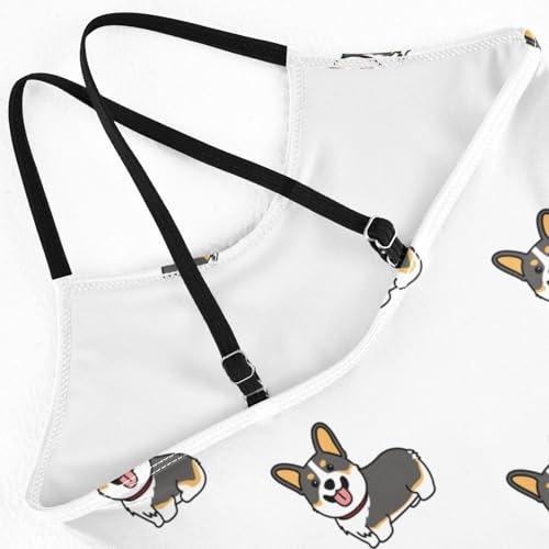 Corgi Tricolor Dog Cartoon Girls Swimsuit One Piece Bathing Suit for Baby Girls' Swimwear 3-10T4