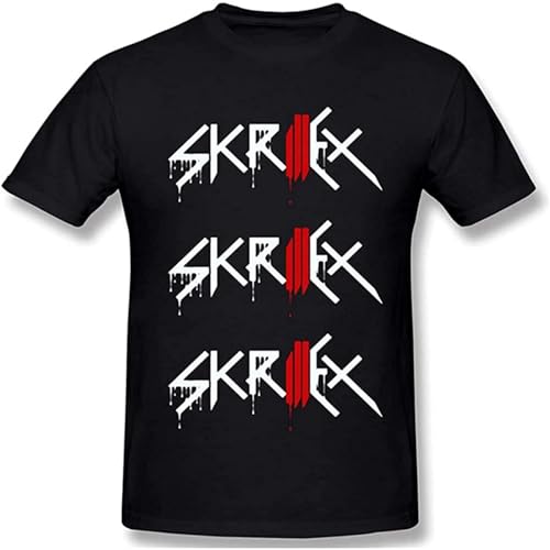 Photo de Bloody Skrillex Man T-Shirt Summer Round Neck Print Short Sleeve Tee Tops Black L