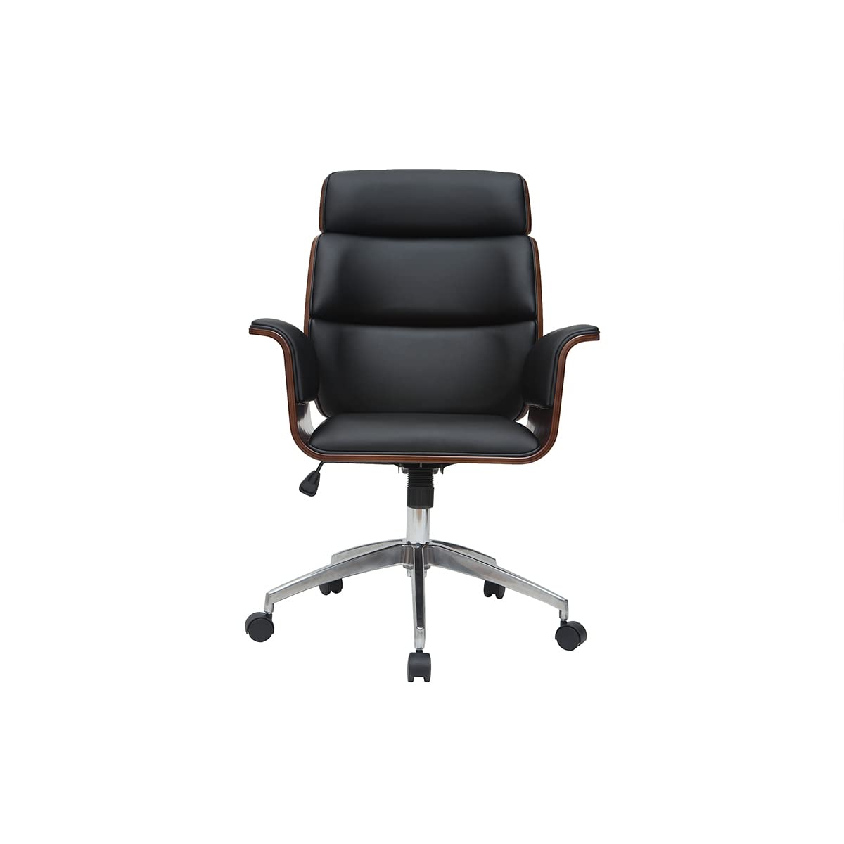 Miliboo Fauteuil de Bureau Design Noir et Bois foncé Elon