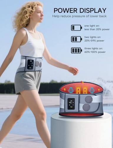 ALLJOY 67" Cordless Heating Pad for Back Pain Relief FSA Eligible HSA, Christmas Gifts for Women Men Mom Dad, Portable Lower Back Massager with 3 Heat 5 Vibration, Wireless Heating Pad for Cramps image 7