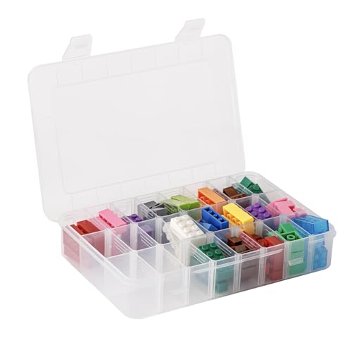 Image of 24 Grids Clear Plastic Organizer Box with Adjustable Dividers, Plastic Organizer Box Container Perfect for Beads Organizer, Art DIY Crafts, Jewelry, Fishing Tackles
