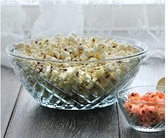 Glasshop Large 2140ml Glass Serving Bowl - Ridged Design for Salad Mixing or Trifle Serving