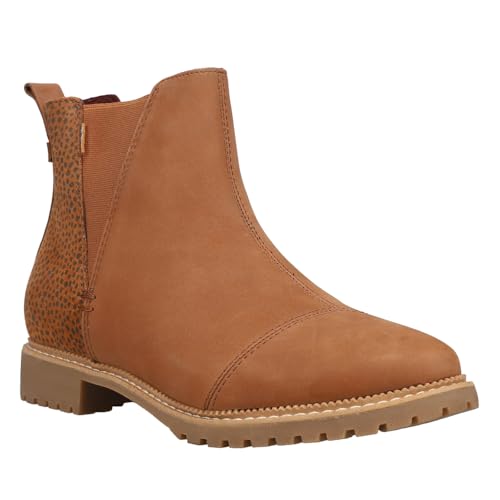 TOMS Womens Cleo Leopard Pull On Round Toe Casual Boots Ankle Low Heel 1-2" - Brown2