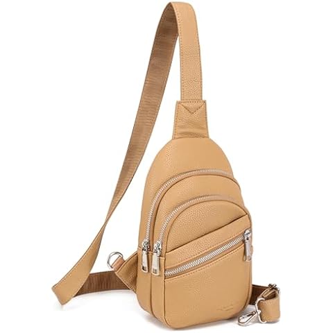 INICAT Crossbody Sling Bags for Women Vegan Leather Fanny Packs for Women Purses for Women(True Khaiki) Cover