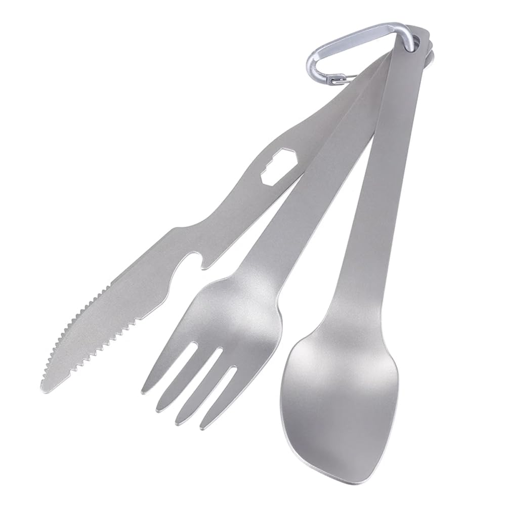 YUYTE Camping Besteck Set aus Edelstahl mit Messer, Gabel & Löffel – leicht, kompakt & rostfrei für Wandern, Grillen, Angeln & Rucksackreisen