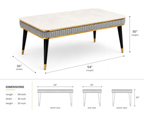 Image of WOODEN SPACE 4 Seater Wooden Dining Table Set | Urban Marble Top Dining Table with Chairs for Dining Room & Kitchen (Modern Zyro Light Grey) (54 x 36 x 30 inch)
