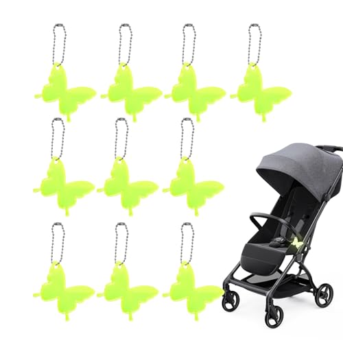 Reflectores de seguridad | Juego de 10 reflectores de seguridad portátiles - Reflectores impermeables para niños con cadenas, etiquetas de seguridad, colgante de mochila escolar para niños