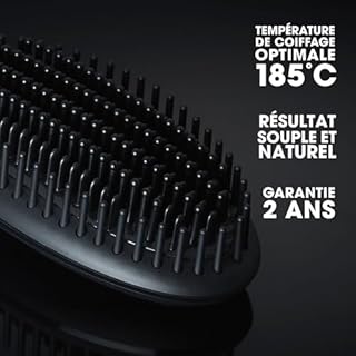 ghd - Brosse chauffante ghd Glide - Brosse Lissante (Noire) - Lissage rapide, facile - Résultats sans frisottis - Utilisation sur cheveux secs - Sans chaleur extrême - Idéal pour tous types de cheveux