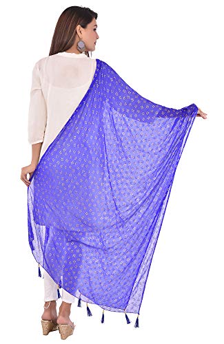 Image of YOUTHQUAKE Soft Chiffon Dupatta with Golden Foil Print & Tassels for Women & Girls