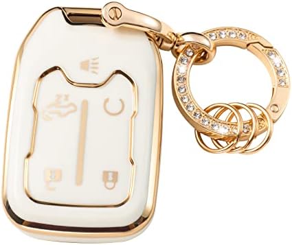 Gematay For GMC Key Fob Cover, Car Key Case Shell Protector for 2019-2022 Chevy Silverado GMC Sierra 1500 2500HD 3500HD,White