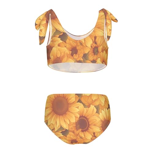 KLL Sunflowers Pattern Artistic Girls' 2 Piece Bikini Sets Quick-Dry Bathing Suit Swimming Suits Adjustable Shoulder Strap2