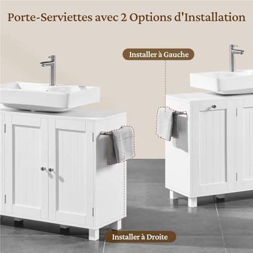 Meuble sous vasque avec panier à linge amovible Yaheetech