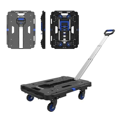 Carrello Piattaforma Multifunzione Portatutto FOLD FLAT con manico telescopico in alluminio Capacità 136 kg in Polipropilene Portatile Pieghevole con Ruote girevoli a 360