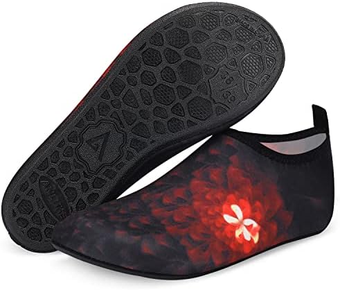 ANLUKE Water Shoes Barefoot Aqua Yoga Socks Quick-Dry Beach Swim Surf Shoes for Women Men Black Flower 40/41