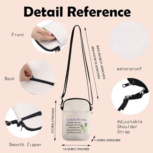 Scottish Thistle Crossbody Bag Scottish Blessing Gift May Yer Blessings Outnumber The Thistle That Grow Travel Pouch2