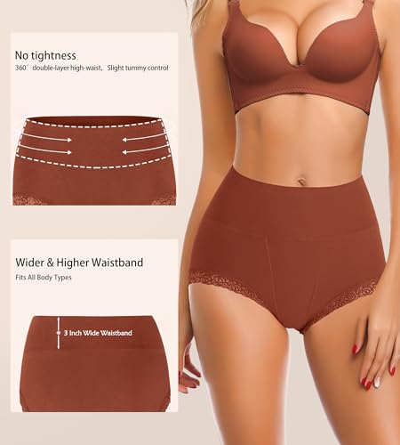 Image of Women's Cotton Underwear,Ladies Soft Stretch Tummy Control Comfy No Muffin Panties Boyshorts