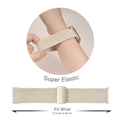 Image of HSWAI Magnetic Braided Compatible with Fitbit Versa 4 Bands for Women /Versa 3 /Sense /Sense 2 Bands, Soft Stretchy Sport Strap Woven Loop Elastic Nylon Wristbands Men