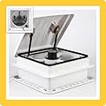 Pafessa USA RV Roof Vent with Fan 12-Volt 4-Speed Reversible - 14"x14" - with LED Light Trim Shroud - Manual