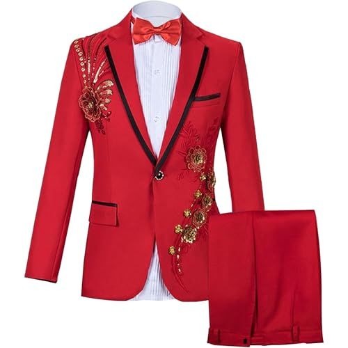 Mens 2 Pieces Luxury Printing Suits 1 Button Dinner Tuxedo Sets Jacket Pants Prom Wedding Elegant Suit