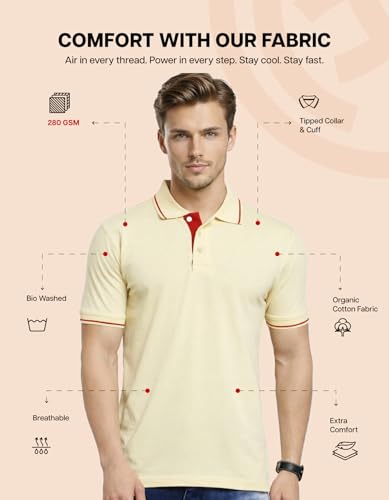 Image of Scott International Cotton Polo T Shirt | Collar Tshirts | Half Sleeves Plain T Shirt | T-Shirt |Tshirt for Men Stylish | Men's Tshirt