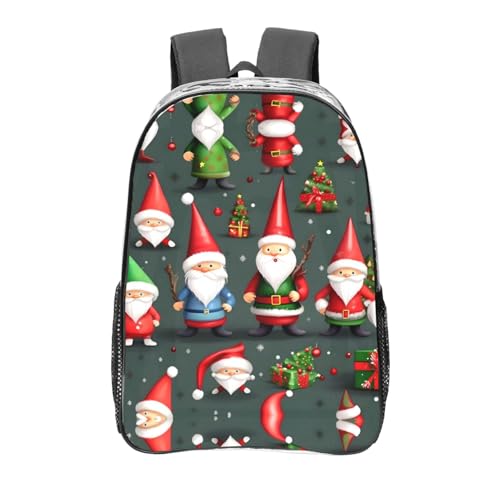 Sac à dos transparent à motif nains de Noël amusants avec poches de rangement noir
