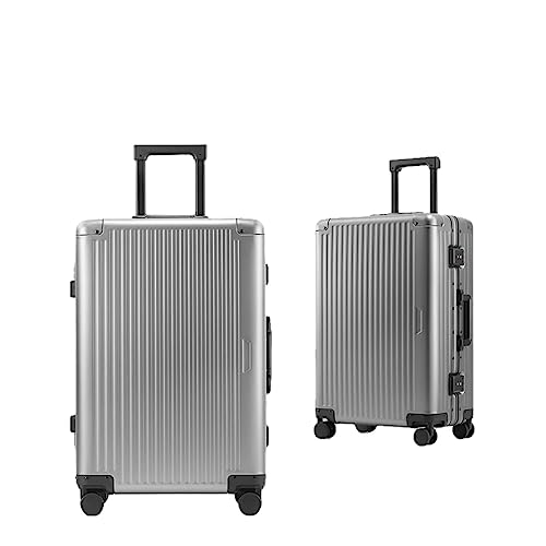 スピナーホイール付きアルミ製機内持ち込み手荷物 - 24インチ合金製スーツケース(ブラック)(A1Grey,Carry-On 24-Inch)