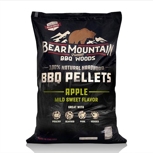 Bear Mountain All Natural Wood Pellets for Smoker Grill & BBQ 20 Lbs Apple