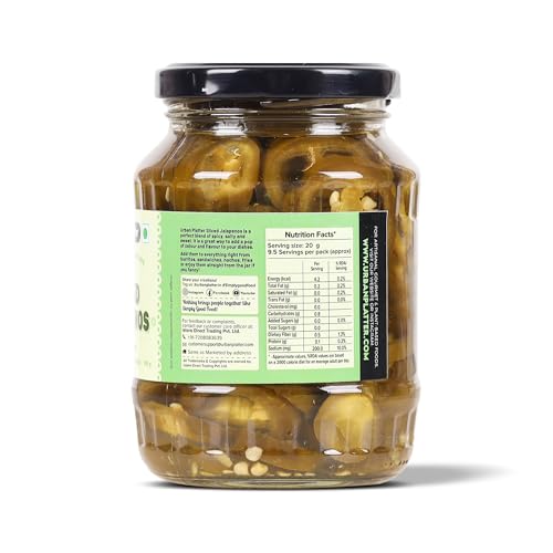 Image of Urban Platter Sliced Jalapenos, 340g [ Tangy & Spicy. Great Topping for Pizza, Tacos, Nachos. ]